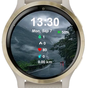 Rainy Day Road Garmin watch face preview