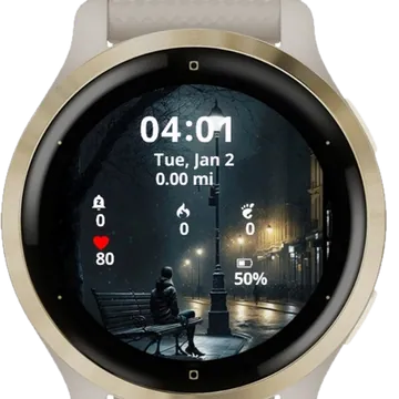 Rainy night Garmin watch face preview