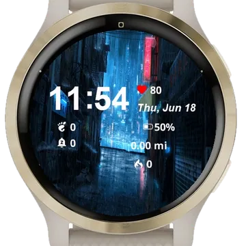 Rainy Night City Garmin watch face preview