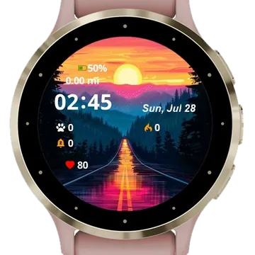 Rainy Road Garmin watch face preview