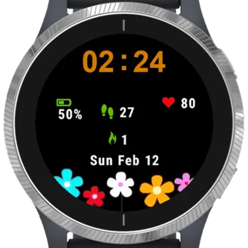 Random Flowers Garmin watch face preview