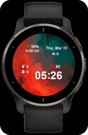 Red Background Garmin watch face preview