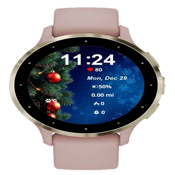 Red Balls Snowflakes Garmin watch face preview