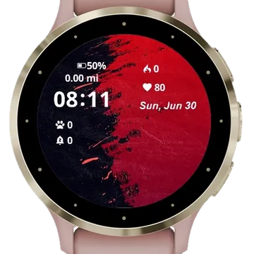 Red Black Brush Garmin watch face preview