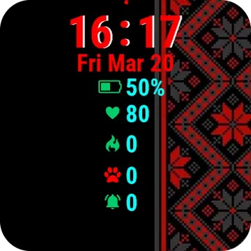 Red Black Pattern Garmin watch face preview