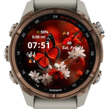 Red Butterfly Nature Garmin watch face preview