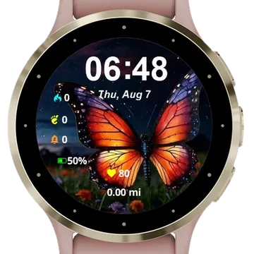 Red Butterfly Garmin watch face preview