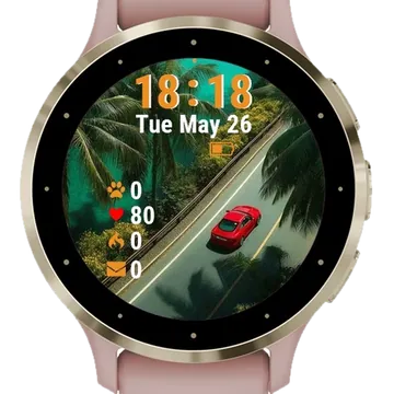 Red Car Driving Garmin watch face preview