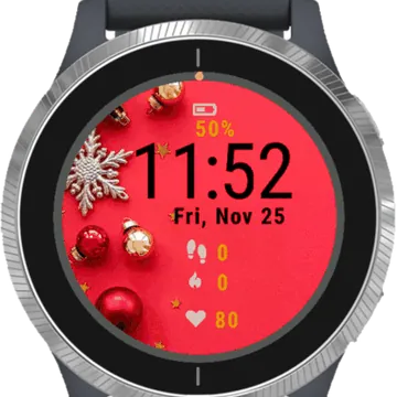Red Christmas Balls Garmin watch face preview
