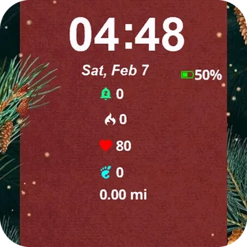 Red Christmas Card Pine Garmin watch face preview