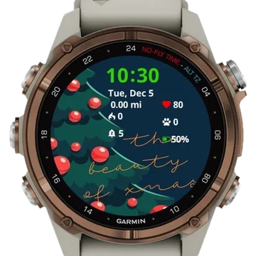 Red Christmas Tree Garmin watch face preview