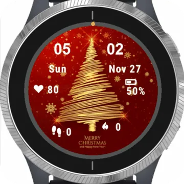 Red Christmas Tree Garmin watch face preview