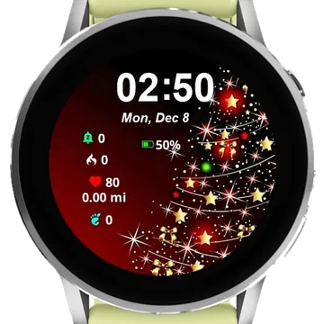 Red Christmas Tree Garmin watch face preview