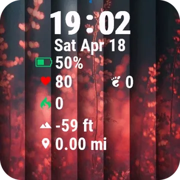 Red Flower Middle Field Garmin watch face preview