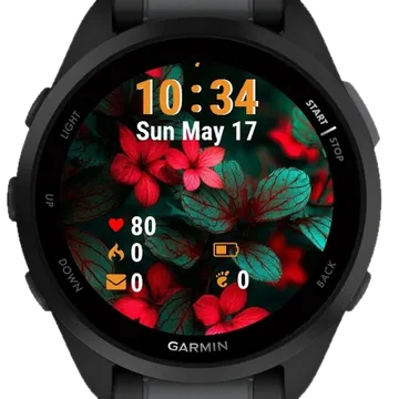 Red Flowers Garmin watch face preview