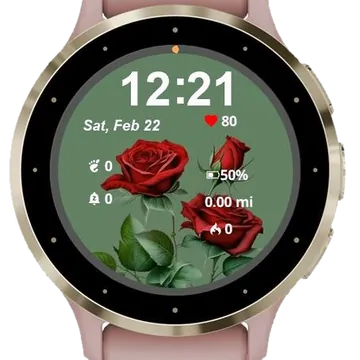 Red Flowers Roses Garmin watch face preview