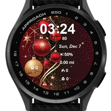 Red Globe Ornaments Garmin watch face preview