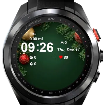 Red Gold Ornaments Garmin watch face preview