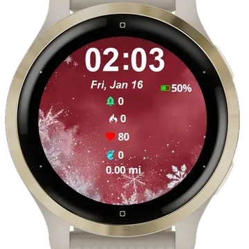 Red Gradient Snowflakes Garmin watch face preview