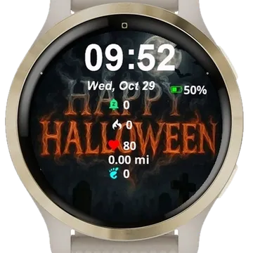 Red Happy Halloween Garmin watch face preview