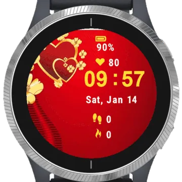 Red Heart Garmin watch face preview