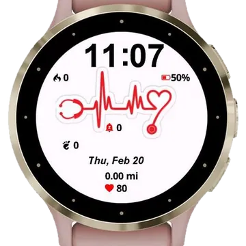Red Heart Beat Garmin watch face preview