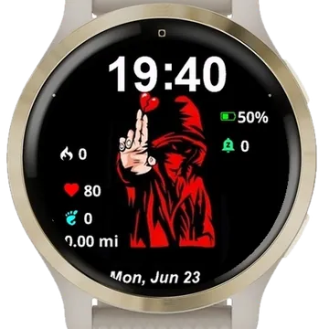 Red Heart Strike Garmin watch face preview