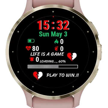 Red Heart White Line Garmin watch face preview