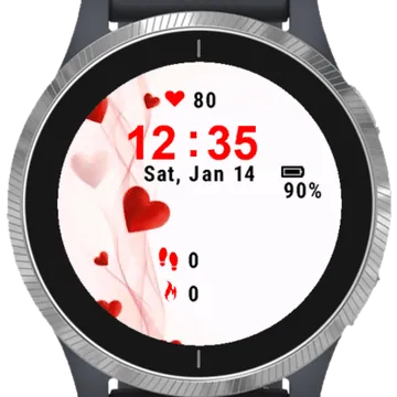 Red Hearts Garmin watch face preview