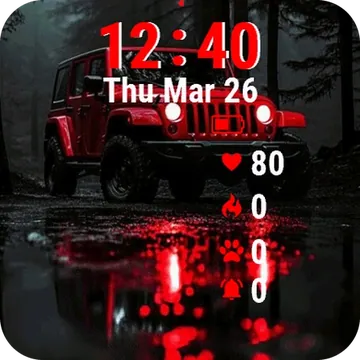 Red Jeep Garmin watch face preview