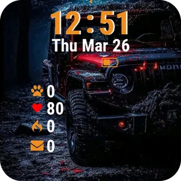 Red Jeep Parked Garmin watch face preview