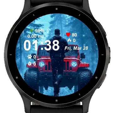 Red Jeep Garmin watch face preview