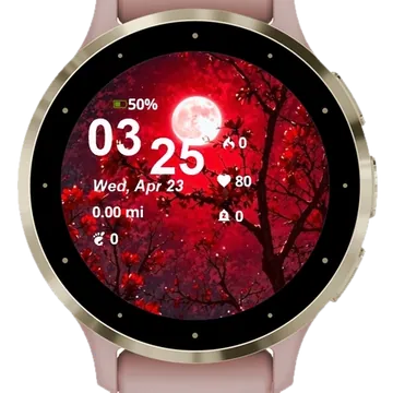 Red Moon Garmin watch face preview