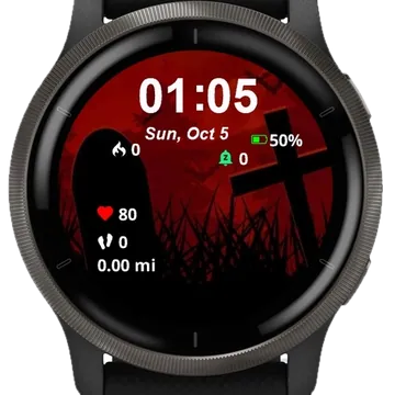 Red Moon Halloween Garmin watch face preview