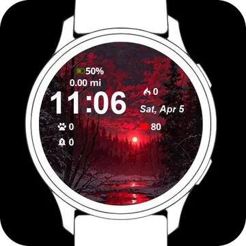 Red Moon Landscape Garmin watch face preview