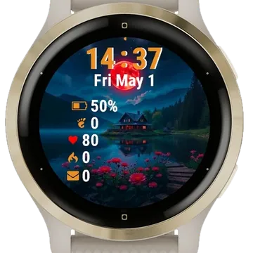 Red Moon Over Lake Garmin watch face preview