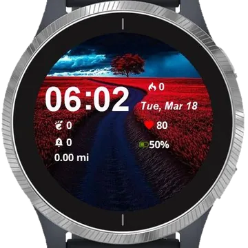 Red Nature Landscape Garmin watch face preview