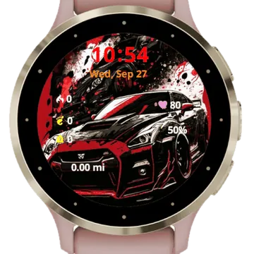 Red Nissan Garmin watch face preview