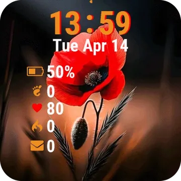 Red Poppy Flower Garmin watch face preview