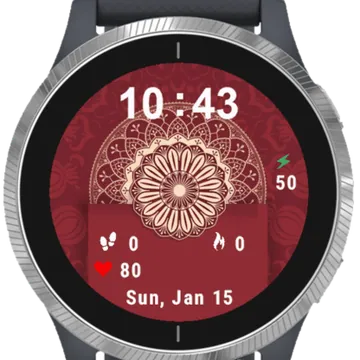 Red Retro Garmin watch face preview