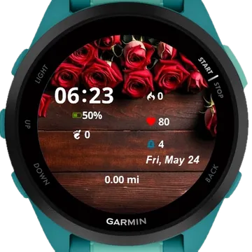 Red Roses Background Garmin watch face preview