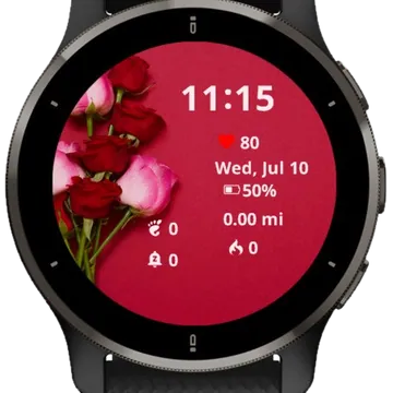 Red Roses Background Garmin watch face preview