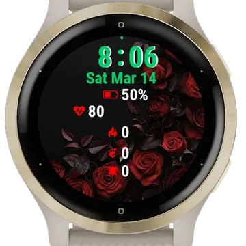 Red Roses Black Garmin watch face preview
