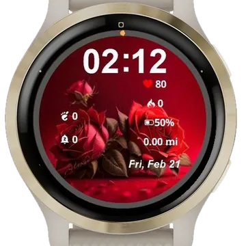 Red Roses Flowers Garmin watch face preview