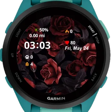 Red Roses With Leaves Garmin watch face preview