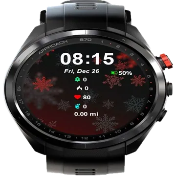 Red Snowflakes Garmin watch face preview