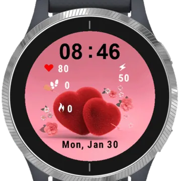 Red Sweet Heart Garmin watch face preview