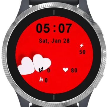 Red Two Heart Garmin watch face preview