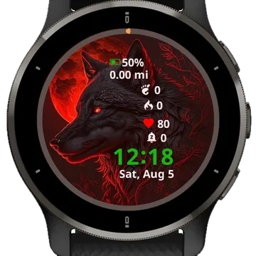 Red Wolf Garmin watch face preview