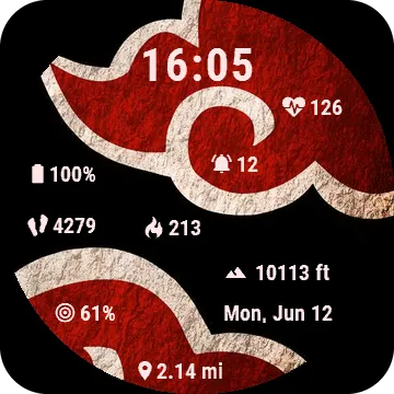 Redclouds Garmin watch face preview